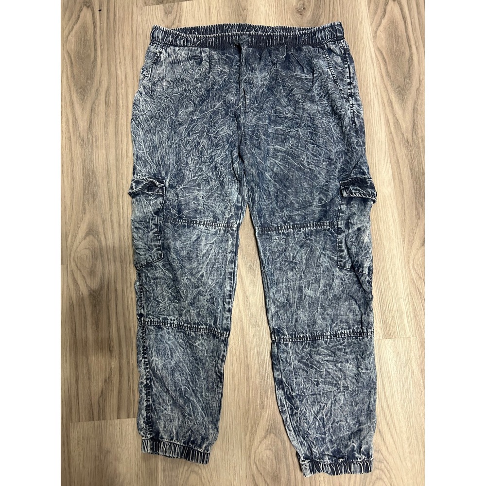 Cloth & Stone Women L Acid Wash Cargo Jogger Pants Anthropologie drawstring soft